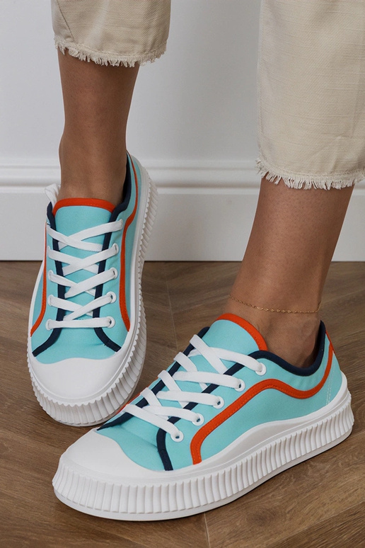 Niebieskie trampki damskie na...