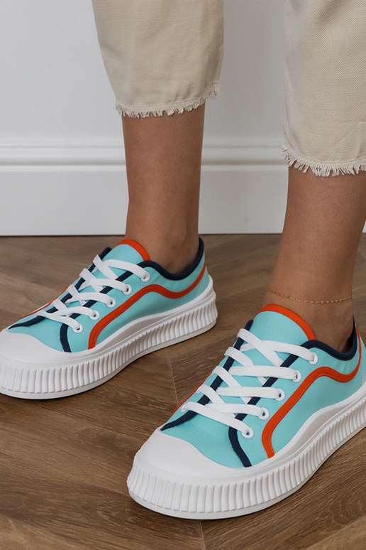 Niebieskie trampki damskie na...