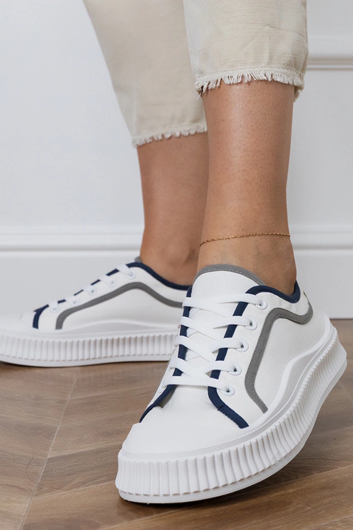 Białe trampki damskie na platformie...