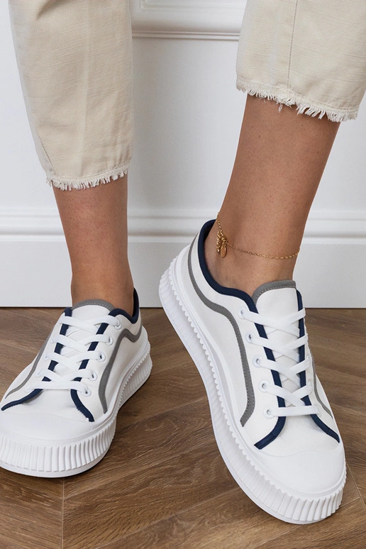 Białe trampki damskie na platformie...