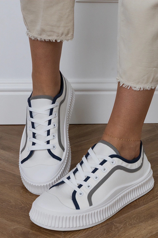 Białe trampki damskie na platformie...