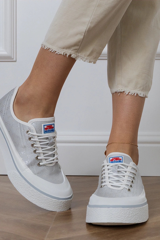 Szare trampki damskie na platformie...