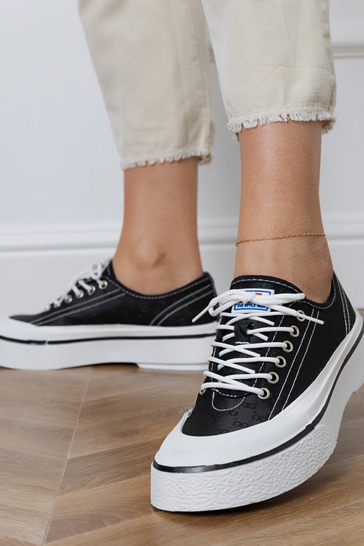 Czarne trampki damskie na platformie...