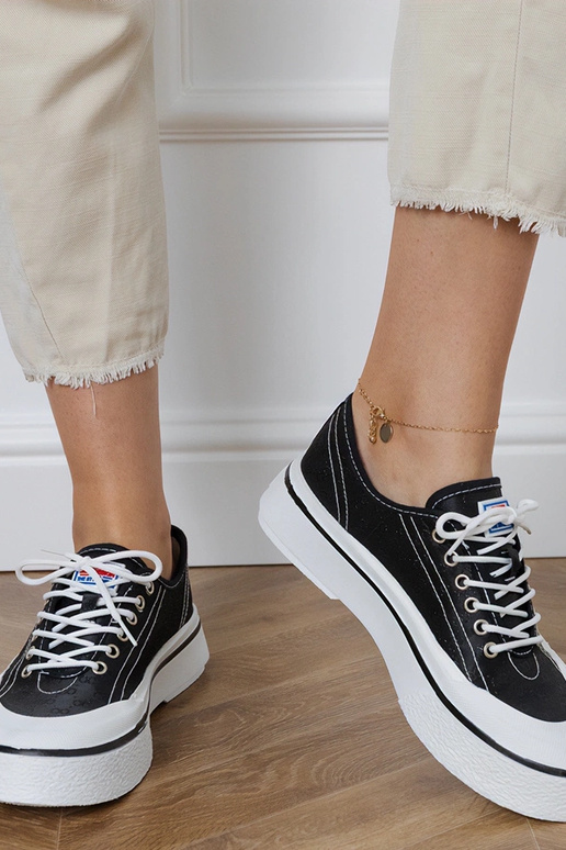 Czarne trampki damskie na platformie...