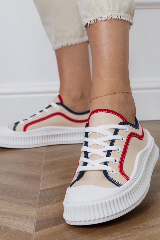 Beżowe trampki damskie na platformie...