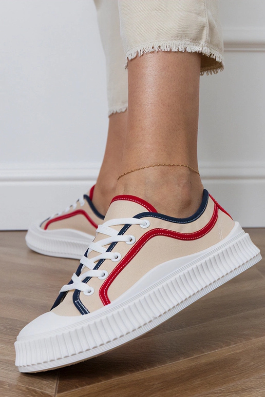 Beżowe trampki damskie na platformie...