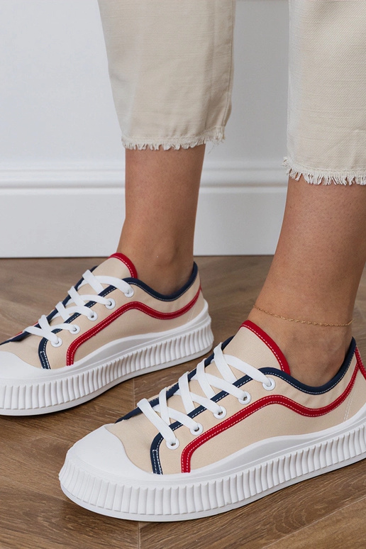 Beżowe trampki damskie na platformie...