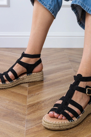 Czarne sandały espadryle na...