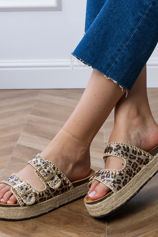 Panterkowe klapki espadryle brokatowe... Panterkowe klapki espadryle brokatowe...