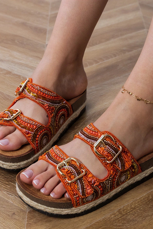 Pomarańczowe klapki etniczne z...
