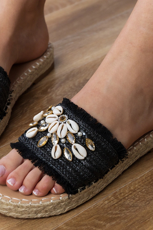 Czarne klapki espadryle plecione z...