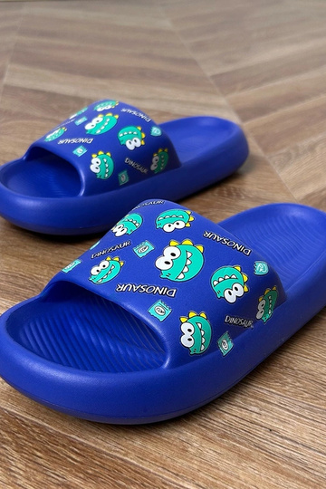 Niebieskie klapki dziecięce z nadrukiem Dinos