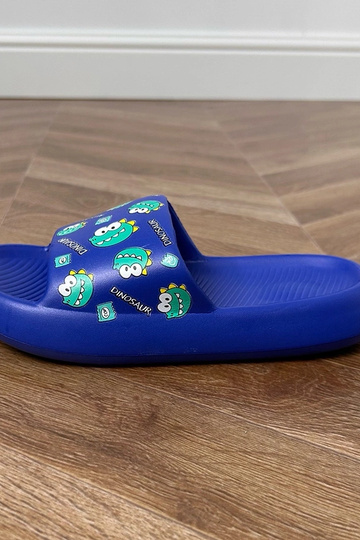 Niebieskie klapki dziecięce z nadrukiem Dinos 2