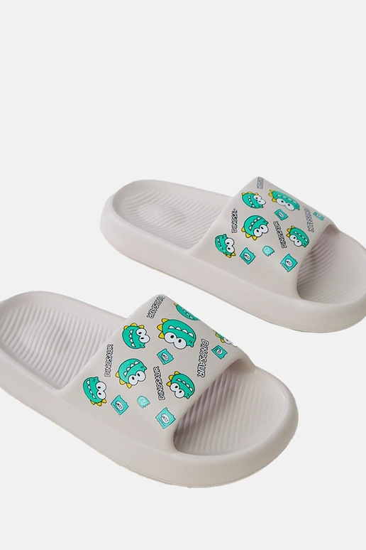 Szare klapki dziecięce z nadrukiem Dinos Szare klapki dziecięce z nadrukiem Dinos