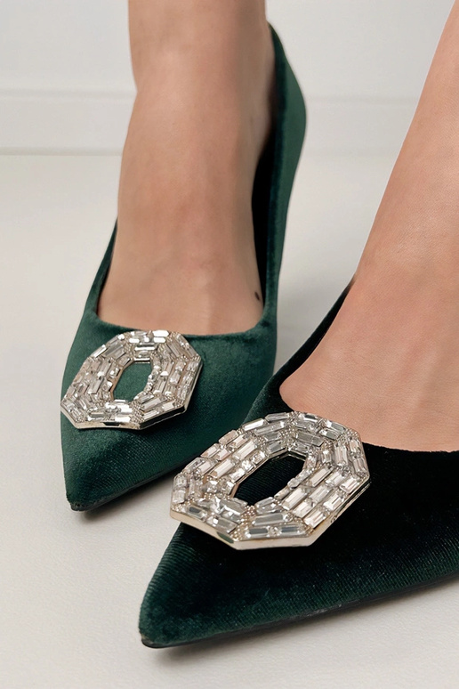 Zielone czółenka na szpilce z... Zielone czółenka na szpilce z...