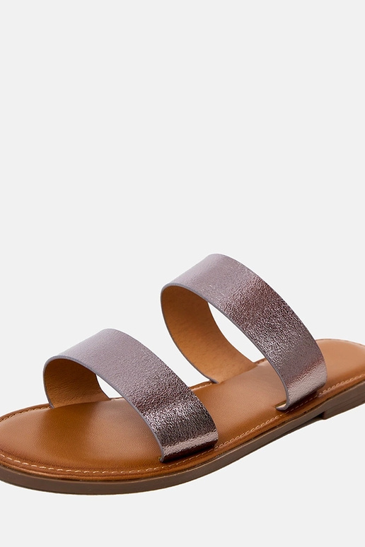 Szare klapki damskie z paskami Fariza Szare klapki damskie z paskami Fariza