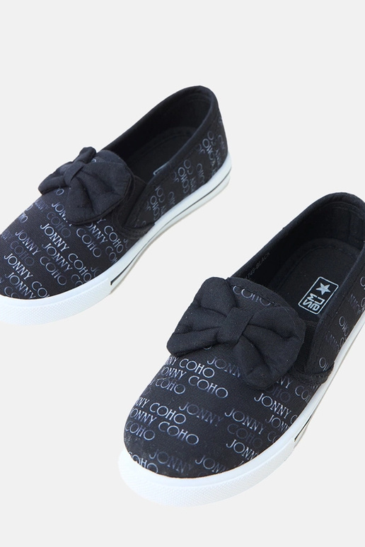 Czarne tenisówki dziecięce z kokardką...