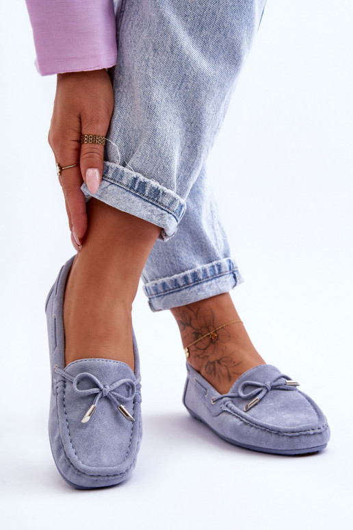 Damskie Zamszowe Mokasyny Niebieskie Si Passione