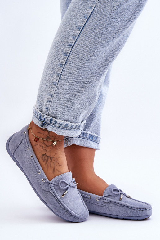 Women's Suede Moccasins Blue Si Passione