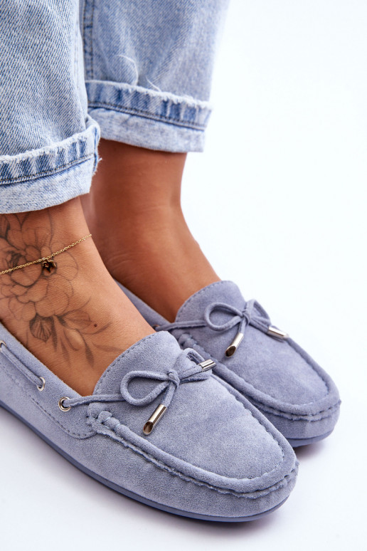 Women's Suede Moccasins Blue Si Passione