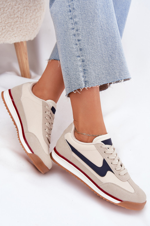 Buty Sportowe Sneakersy Damskie Beżowe Zerina