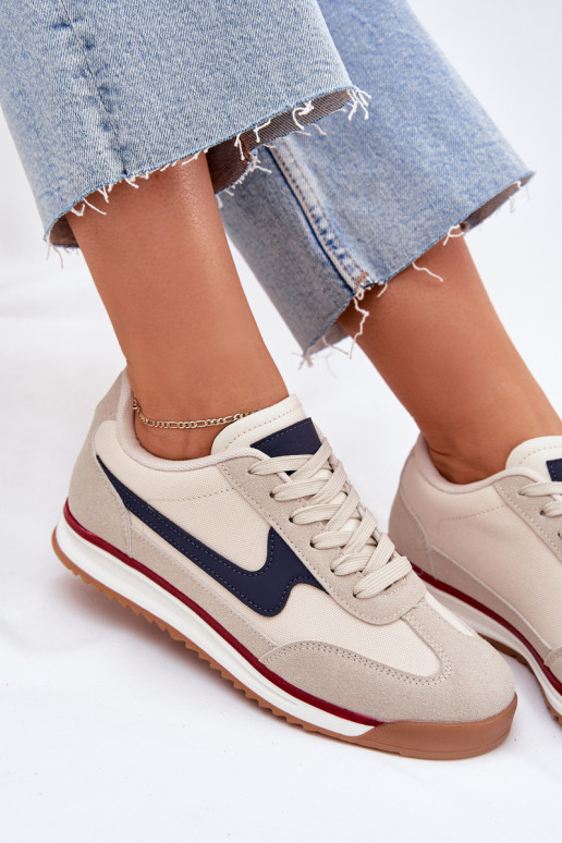 Buty Sportowe Sneakersy Damskie Beżowe Zerina