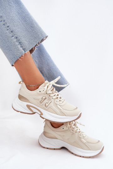 Women's Sneakers On A Chunky Sole Beige Davira