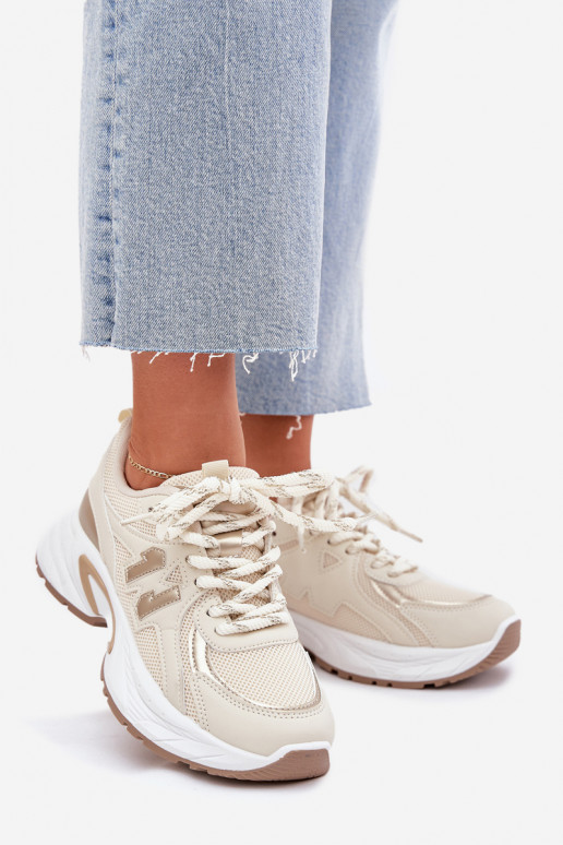 Women's Sneakers On A Chunky Sole Beige Davira