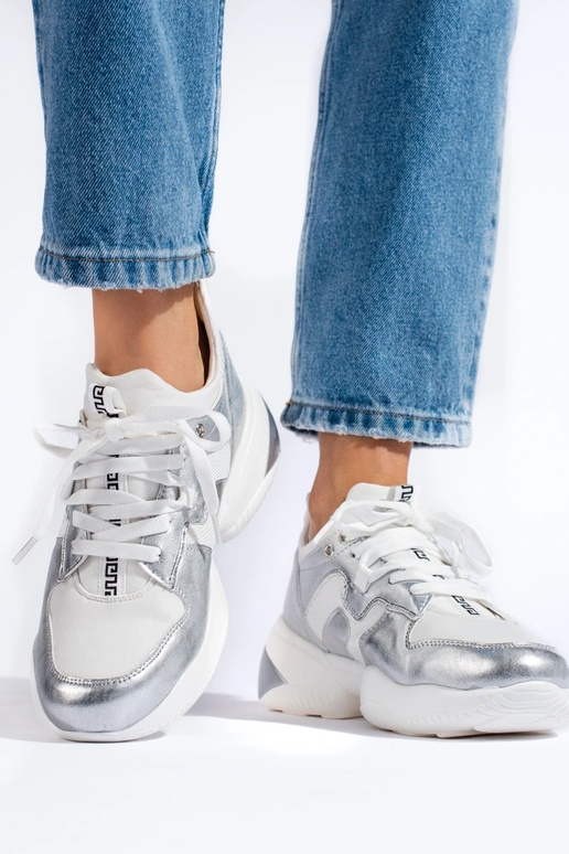 silver color Sneakers model shoes... silver color Sneakers model shoes...