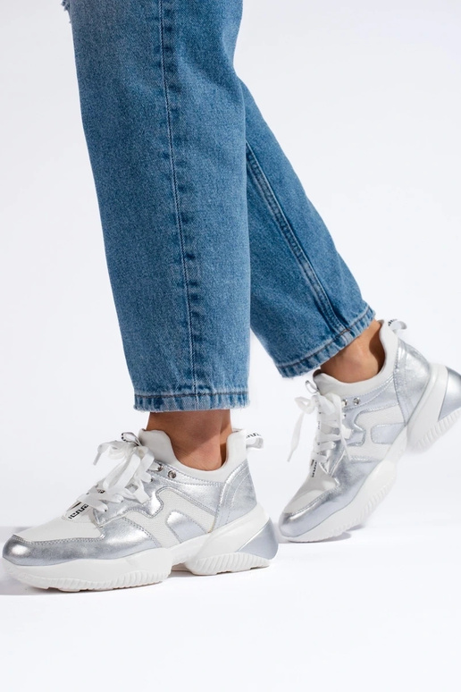 silver color Sneakers model shoes... silver color Sneakers model shoes...