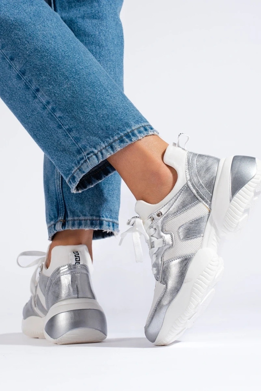 silver color Sneakers model shoes... silver color Sneakers model shoes...