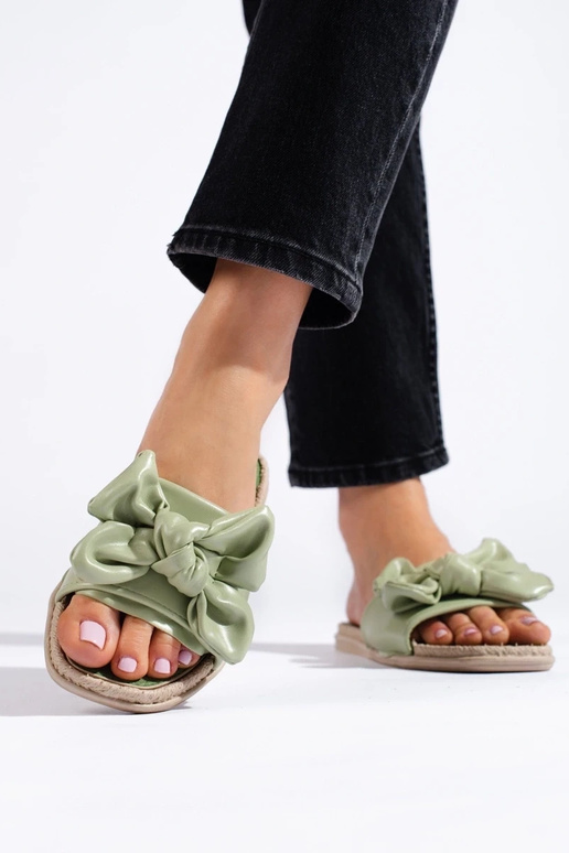 Slippers with bow  Shelovet green