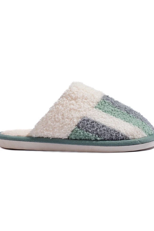 INarm slipper striped Inhite-green