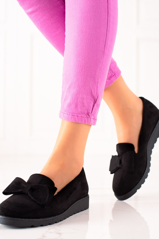 of suede shoes with bow