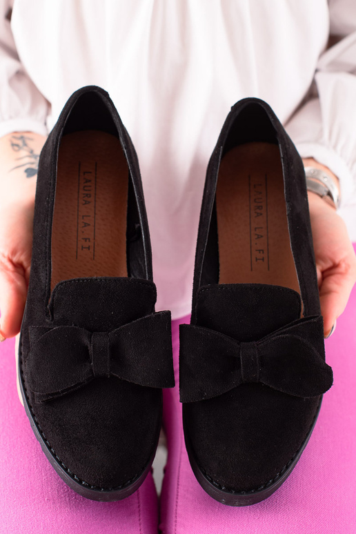 of suede shoes with bow