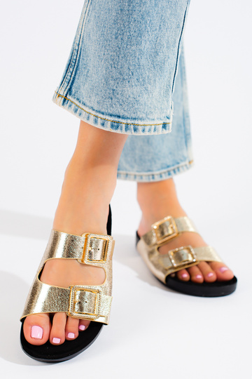 gold color slippers Inith... 2