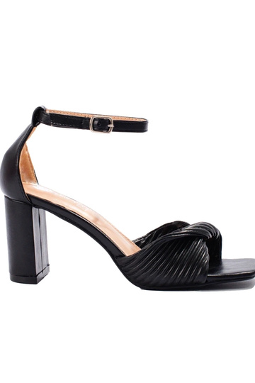 black sandals on the heel