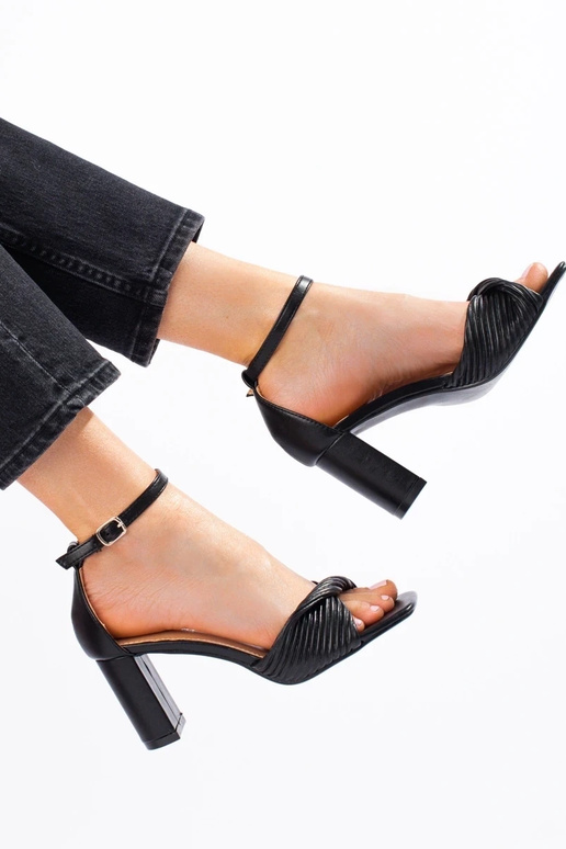black sandals on the heel