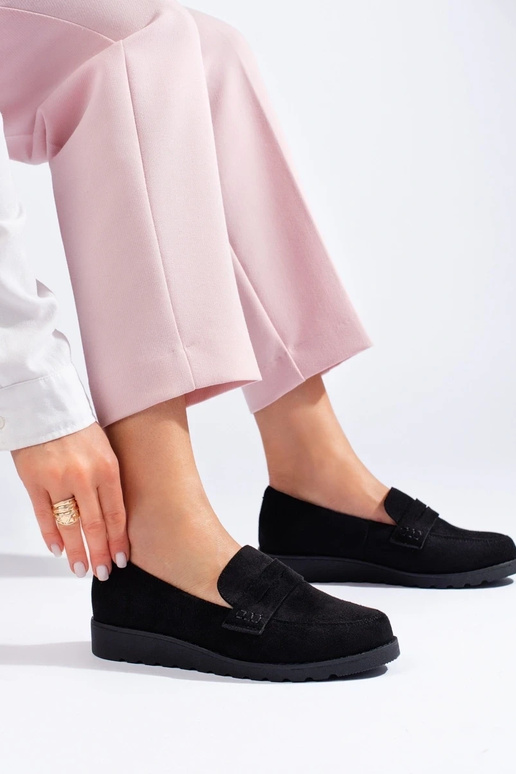 The classic model of suede black shoes