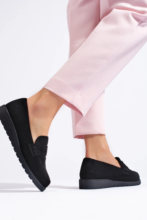 The classic model of suede black shoes