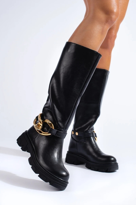 black INomens boots Inith chain from... black INomens boots Inith chain from...
