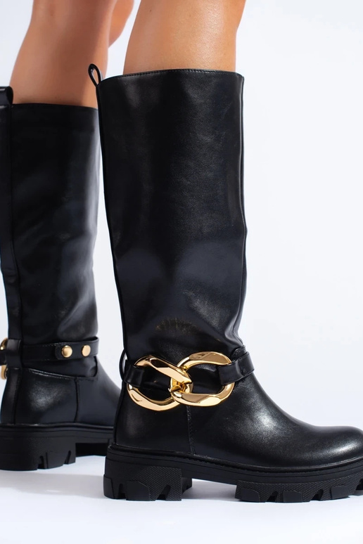 black INomens boots Inith chain from... black INomens boots Inith chain from...