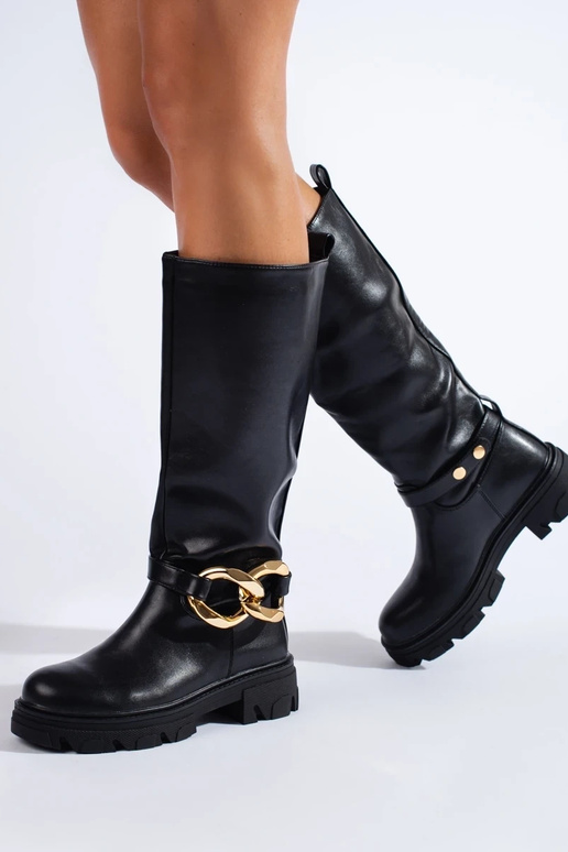 black INomens boots Inith chain from... black INomens boots Inith chain from...