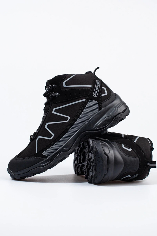 High laced Mens trekking shoes DK black