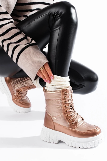 Złote śniegowce damskie ze... 2