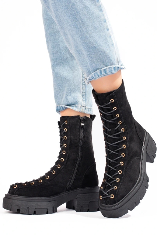 of suede laced Inomens boots black of suede laced Inomens boots black