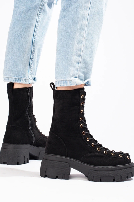 of suede laced Inomens boots black of suede laced Inomens boots black