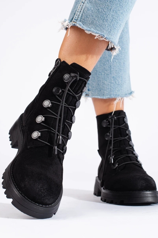 of suede Inomens boots black of suede Inomens boots black