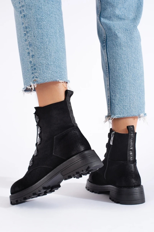 of suede Inomens boots black of suede Inomens boots black