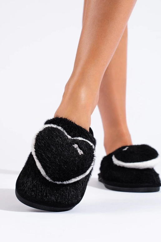 black slippers with hearts Shelovet